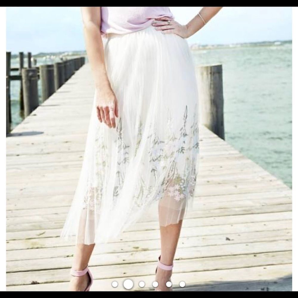 Moon Collection tulle floral embroidered skirt sz M/L